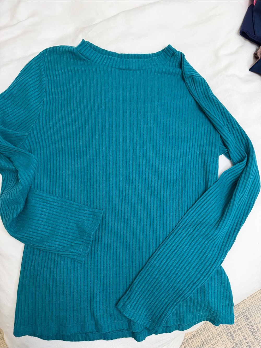 Pilcro from Anthropologie - Teal Ribbed Long-Sleeve Women's Top